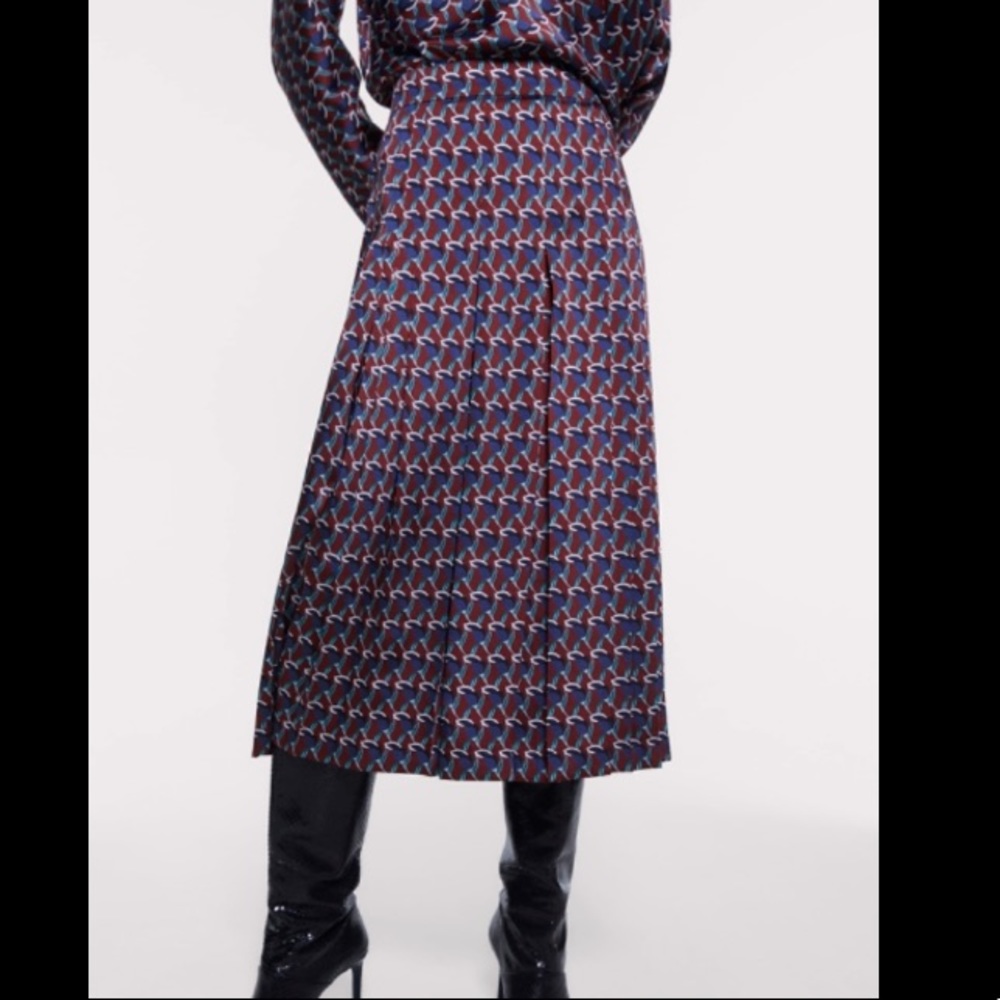 Zara Geometric print midi skirt